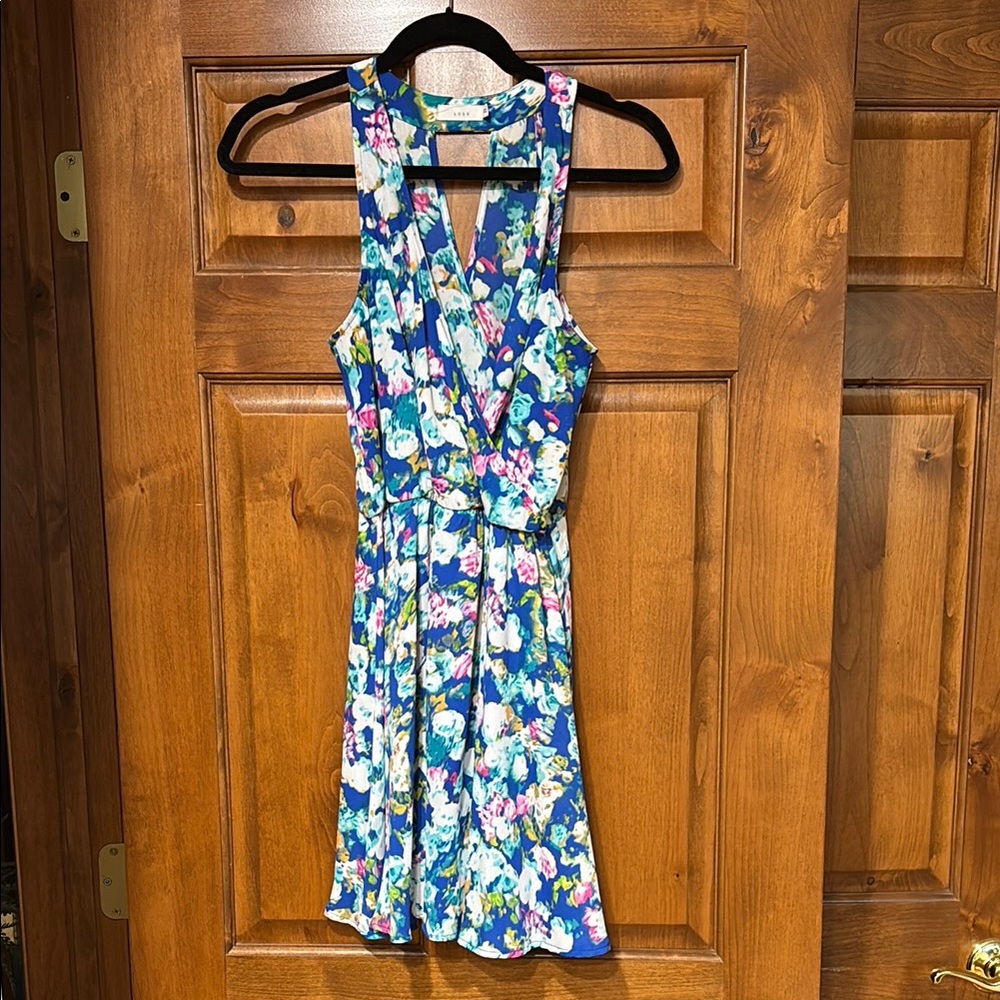 Lush Colorful Floral Wrap Dress sz S